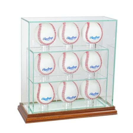 Perfect Cases Perfect Cases 9UPBSB-W 9 Upright Baseball Display Case; Walnut 9UPBSB-W